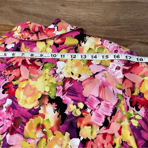 Draper & Damons Spring Abstract Floral Blazer‎ Yellows Pinks Greens sz M - Picture 8 of 9